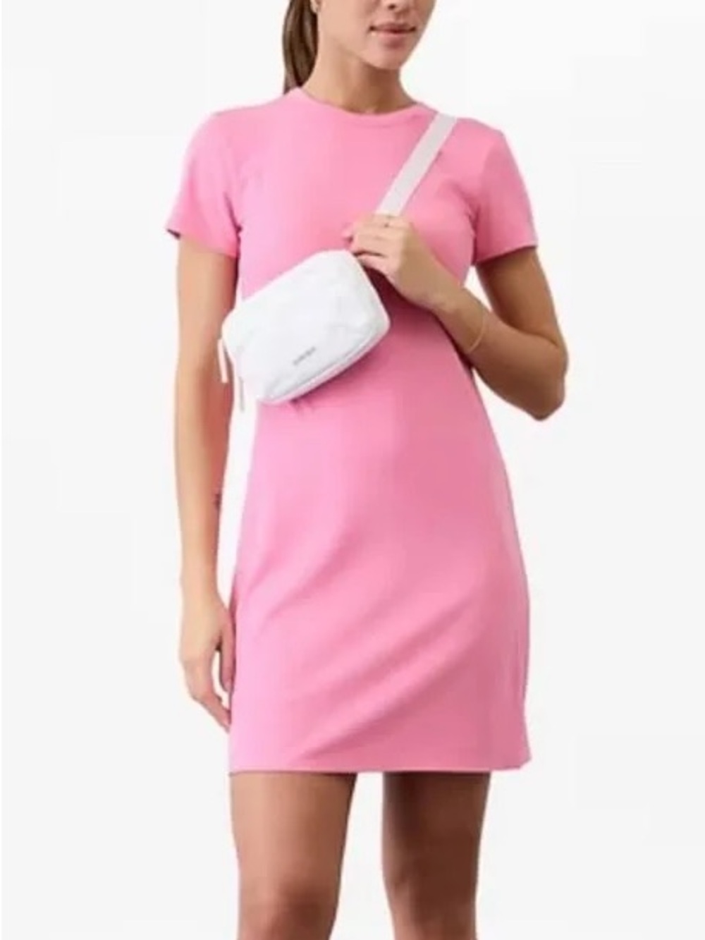 ATHLETA Signature Rib Tee Dress Pink BNWT